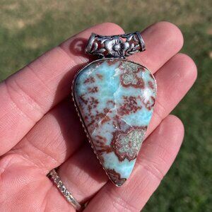 Red and Blue Larimar Pendant Stone Crystal Jewelry